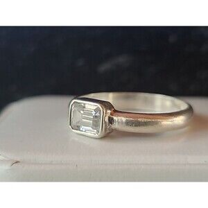 925 Sterling Silver Glass Ring Size US 9.25 Vintage